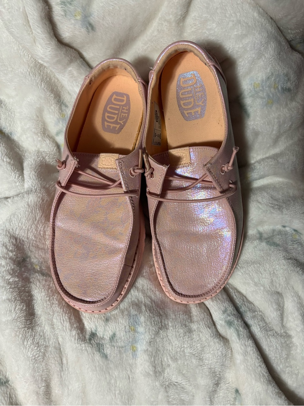 Hey Dude Iridescent Pink shoes